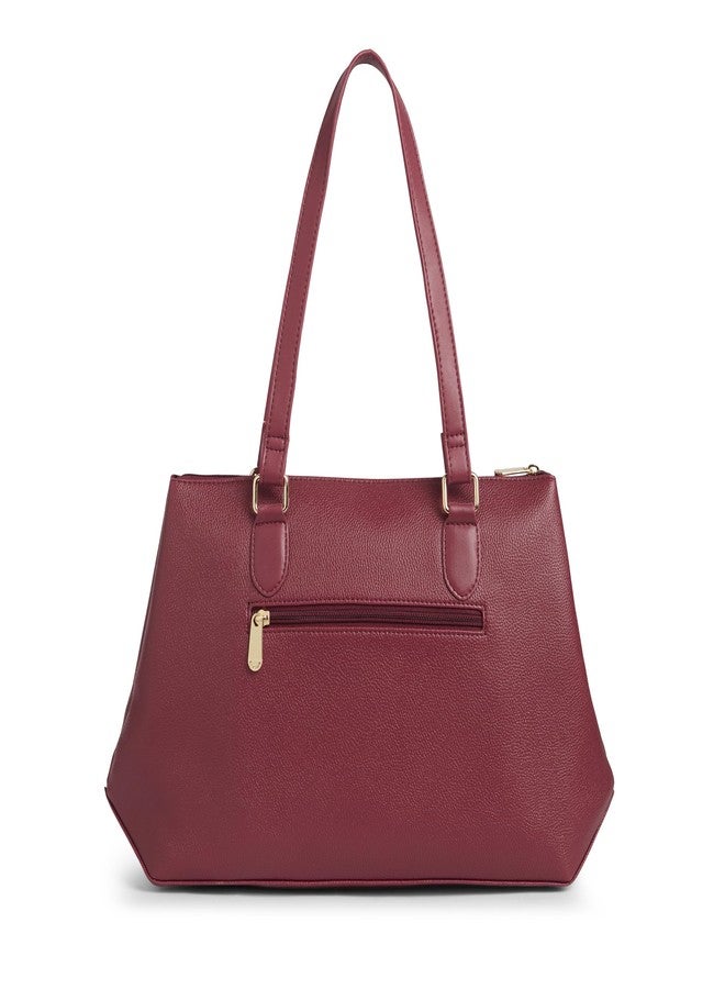 كابريس حقيبة كابريس ميتا الصغيرة للنساء بأحزمة مريحة | حقيبة أنيقة للكتف واليد | تتسع لأجهزة كمبيوتر محمولة حتى 16 بوصة | تصميم متين متعدد الجيوب للعمل والسفر والتسوق (لون أحمر كرزي) - Image 5